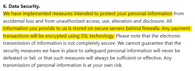 ClickBank privacy policy 'Data Security' section 