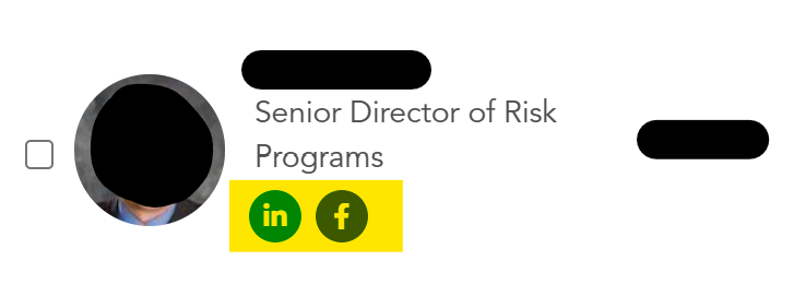 Links to a professional's social media on a data broker profile 