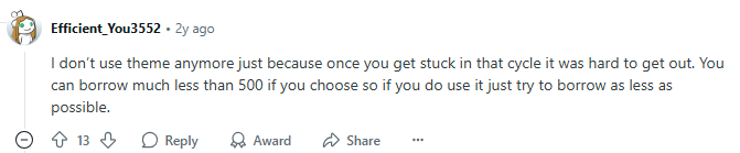 Reddit post about Dave and why the person stopped using it