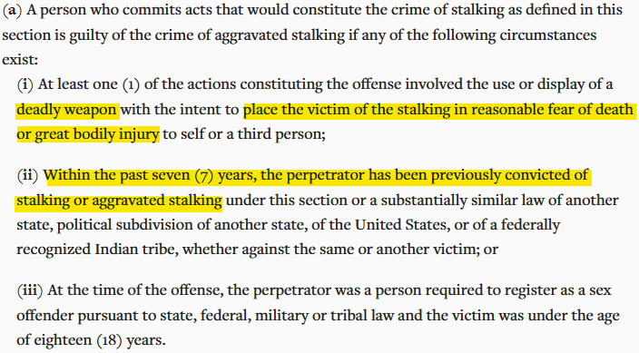 Mississippi aggravated stalking 