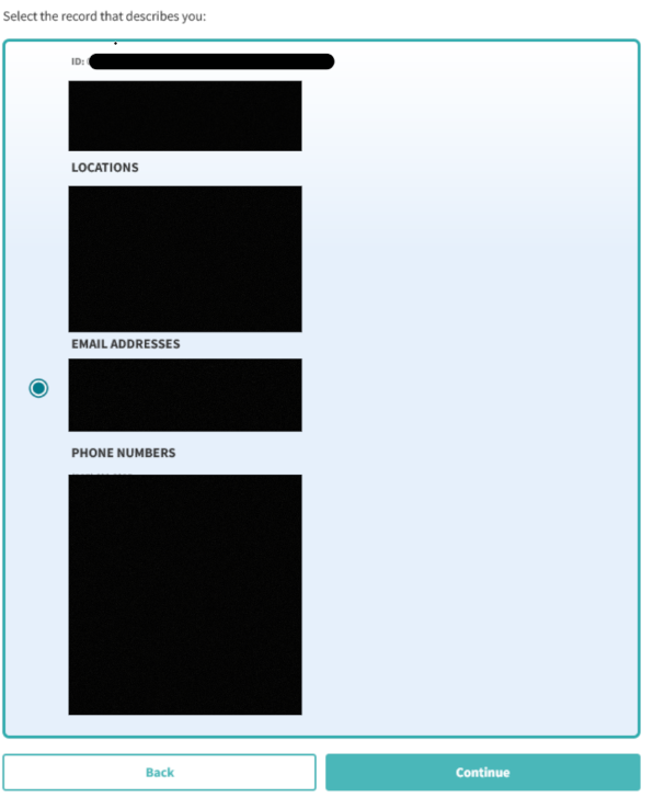 Intelius listing 