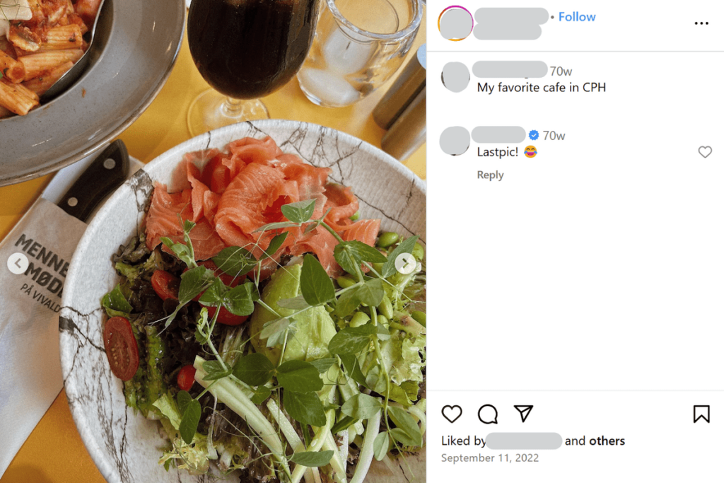 Instagram user's favorite cafe 
