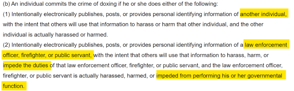 Alabama doxxing law