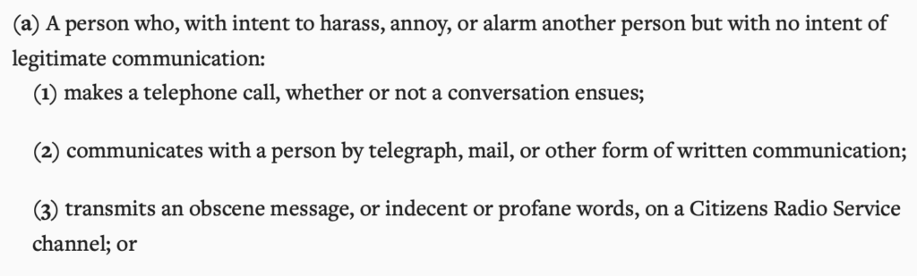 Indiana harassment 