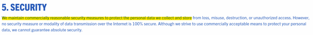 NCSA security information in its privacy policy 