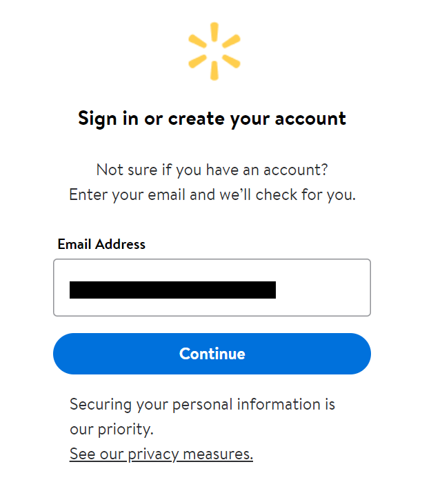 Walmart sign in page