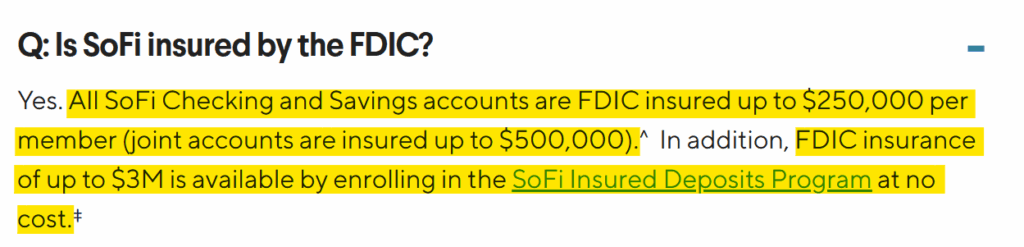 SoFi - "Is SoFi insured by the FDIC?" question and answer 