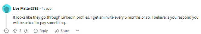 Redditor saying they're constantly invited to apply for the inclusion in Who's Who in America 