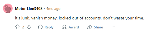 Negative Reddit comment about Zelle