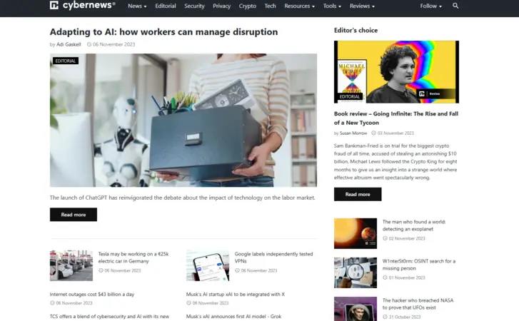 Cybernews homepage